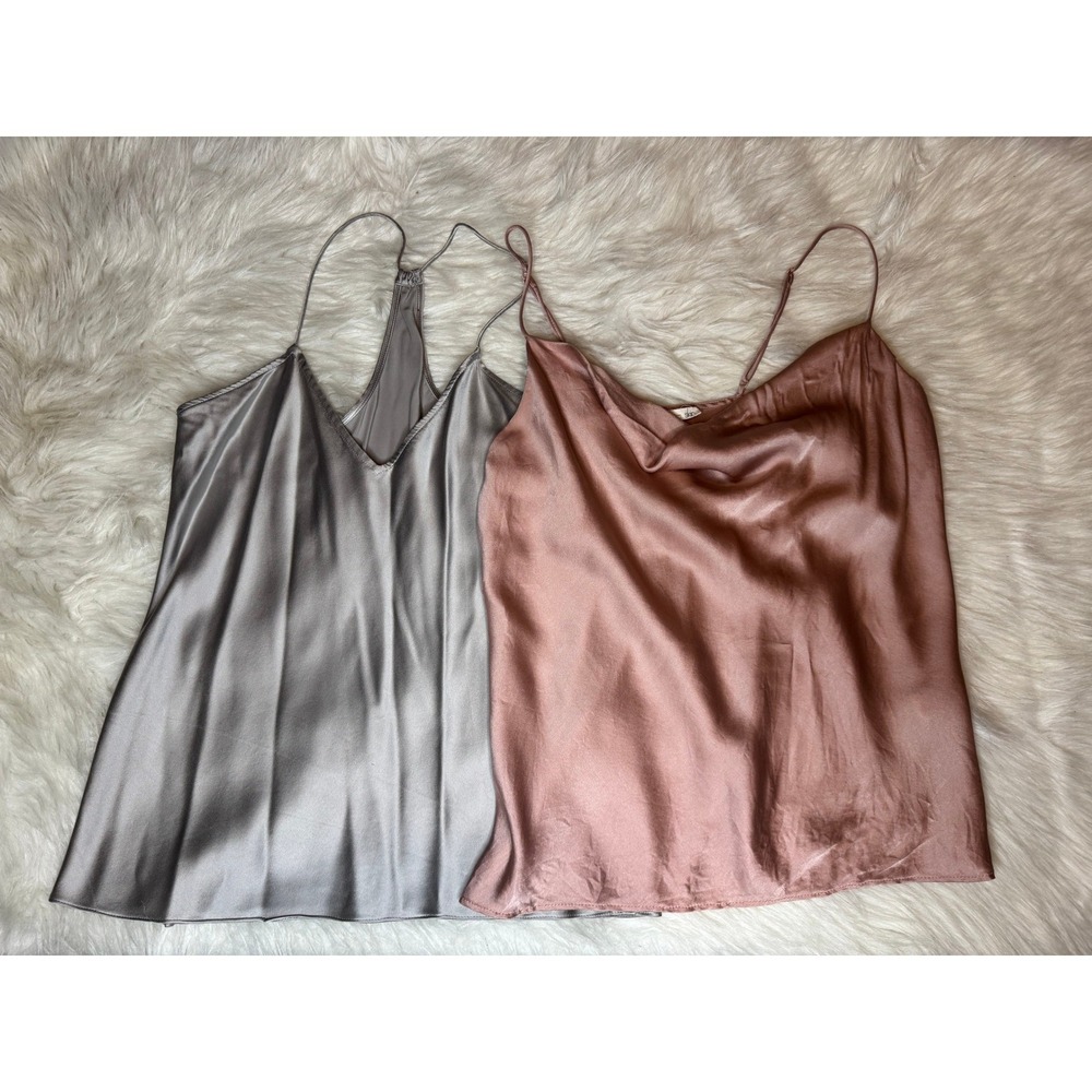 Skin Silk Camisole Bundle Grey Pink Racerback Tops Size 3 Small